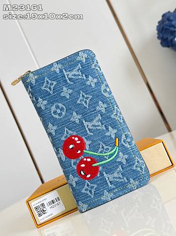 LV x TM Zippy Wallet Monogram Denim cherry
