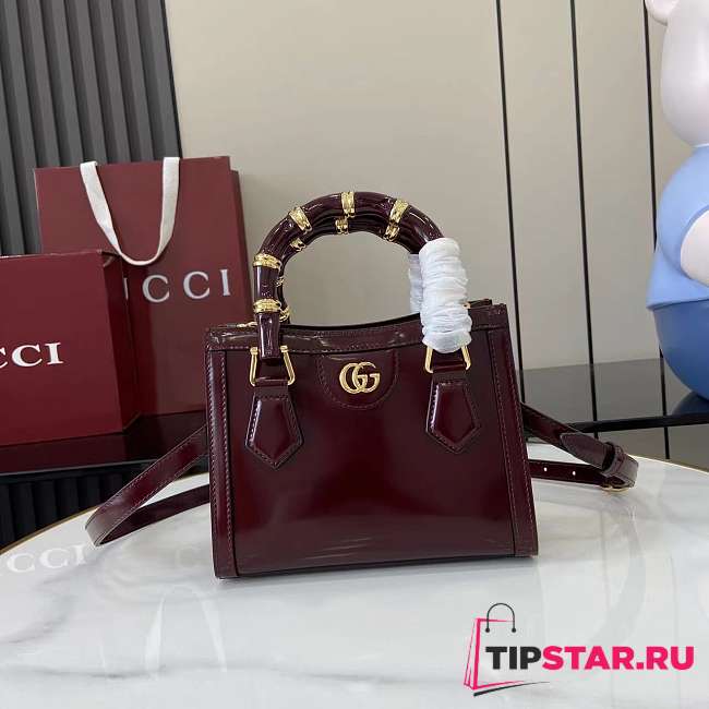 Gucci Diana small tote bag Rosso Ancora red shiny - 1