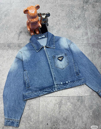Prada Cropped Organic Denim Jacket