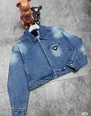 Prada Cropped Organic Denim Jacket - 5