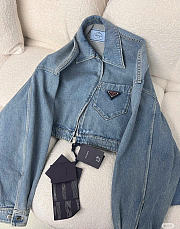 Prada Cropped Organic Denim Jacket - 2