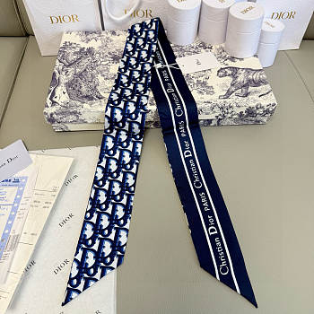 Dior Mitza Scarf Twilly Silk In Navy Blue