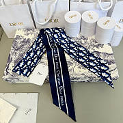 Dior Mitza Scarf Twilly Silk In Navy Blue - 6