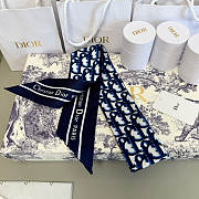 Dior Mitza Scarf Twilly Silk In Navy Blue - 5
