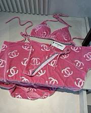 Chanel corduroy classic bikini three-piece set - 2
