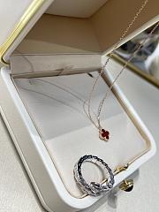 VCA Small Carnelian Clover Necklace Rose Gold - 5