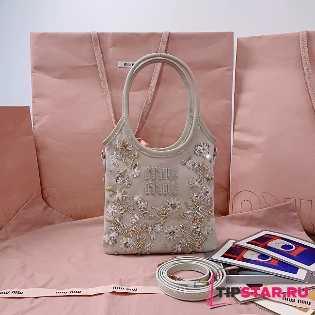 Miumiu IVY embroidered gabardine bag Chalk color - 1