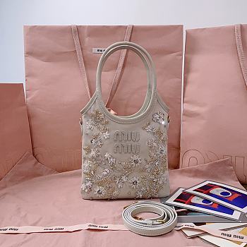 Miumiu IVY embroidered gabardine bag Chalk color