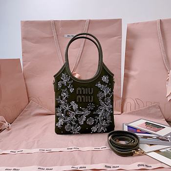 Miumiu Olive Green Ivy Embroidered Gabardine Bag