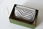 Gucci GG Marmont mini bag Silver metallic chevron leather - 3