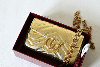 Gucci GG Marmont mini bag Gold metallic chevron leather