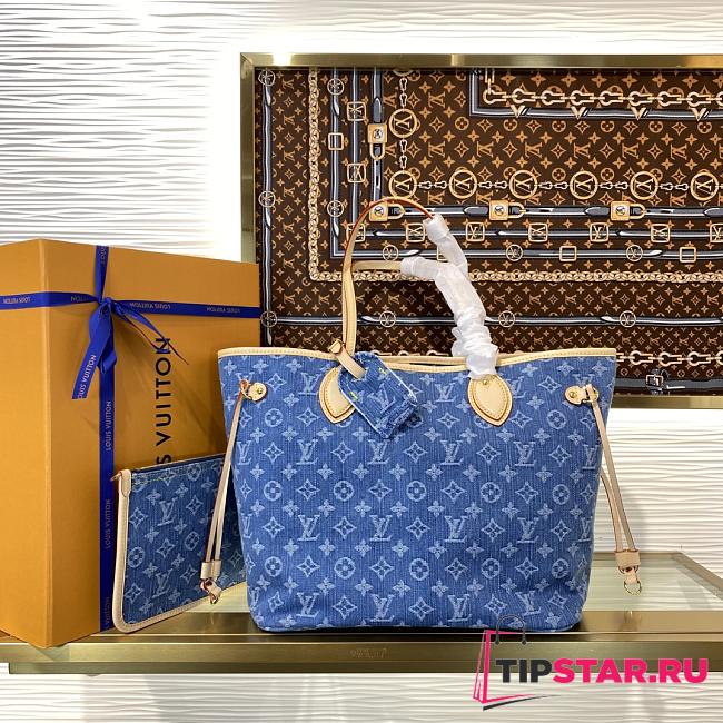 Louis Vuitton Neverfull MM Bag Denim Blue M13192 - 1