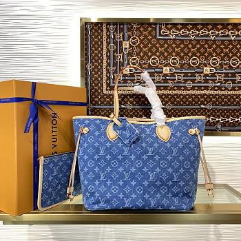Louis Vuitton Neverfull MM Bag Denim Blue M13192
