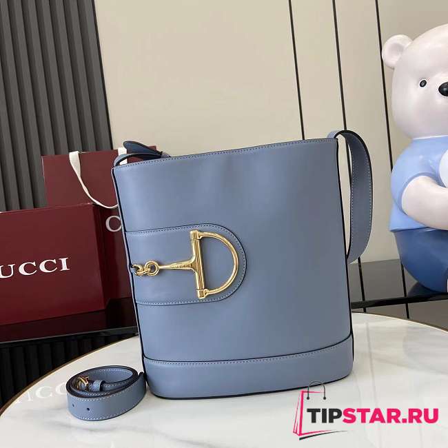 Gucci 73 medium bucket bag Dusty blue smooth leather - 1