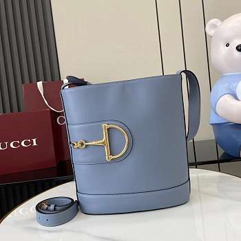 Gucci 73 medium bucket bag Dusty blue smooth leather