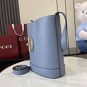 Gucci 73 medium bucket bag Dusty blue smooth leather - 6
