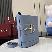 Gucci 73 medium bucket bag Dusty blue smooth leather - 4