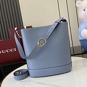Gucci 73 medium bucket bag Dusty blue smooth leather - 3