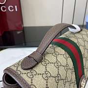 Gucci Ophidia medium top handle bag beige and dark brown - 6