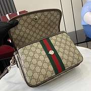 Gucci Ophidia medium top handle bag beige and dark brown - 4