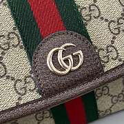 Gucci Ophidia medium top handle bag beige and dark brown - 3
