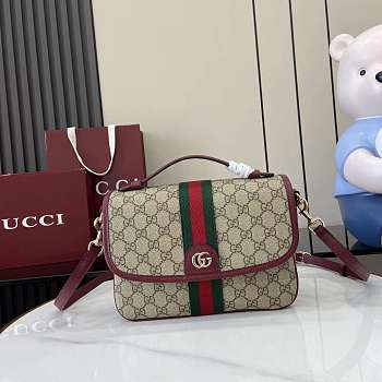 Gucci Ophidia medium top handle bag in burgundy