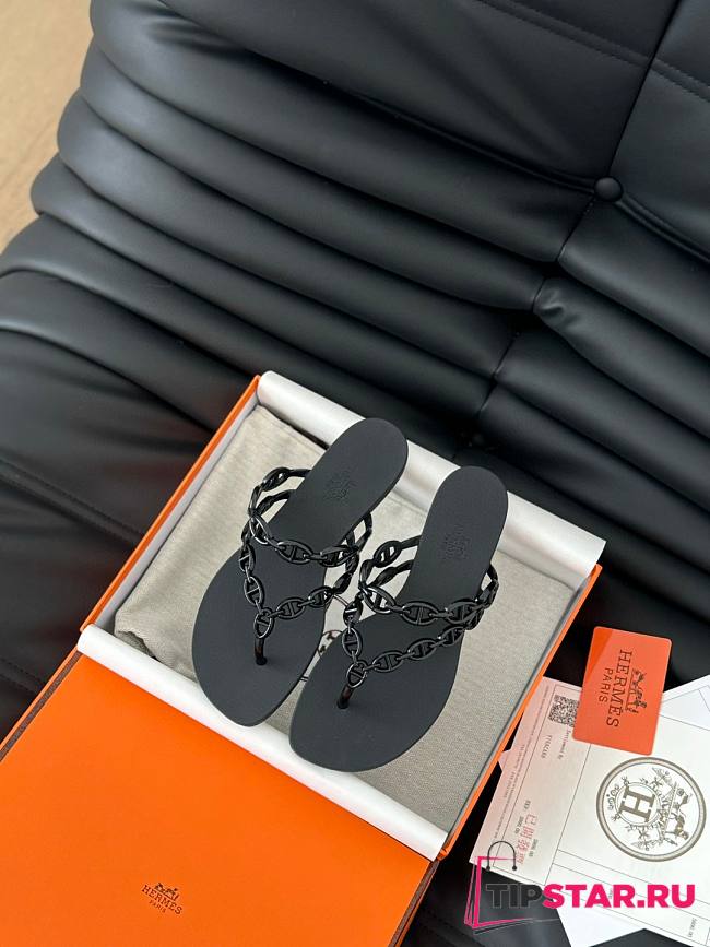Hermes Classic chain slippers 01 - 1