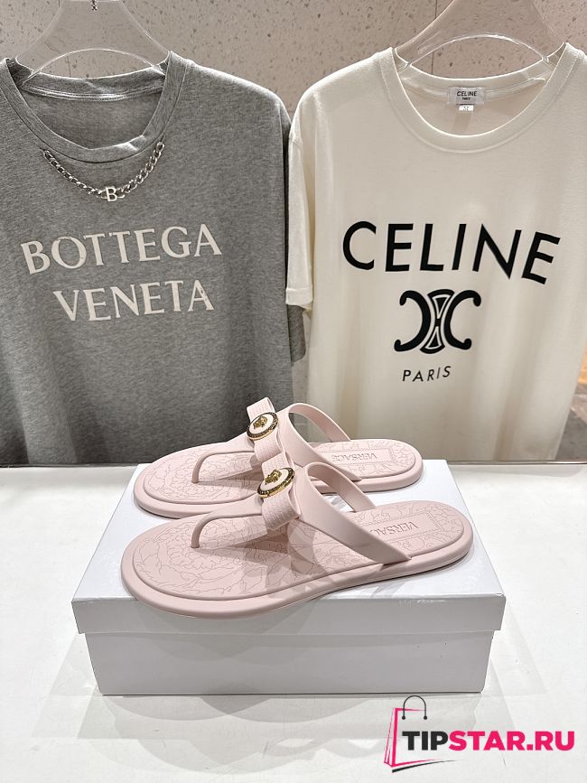 Versace Alia Rubber Flat Sandals In Pink 02 - 1