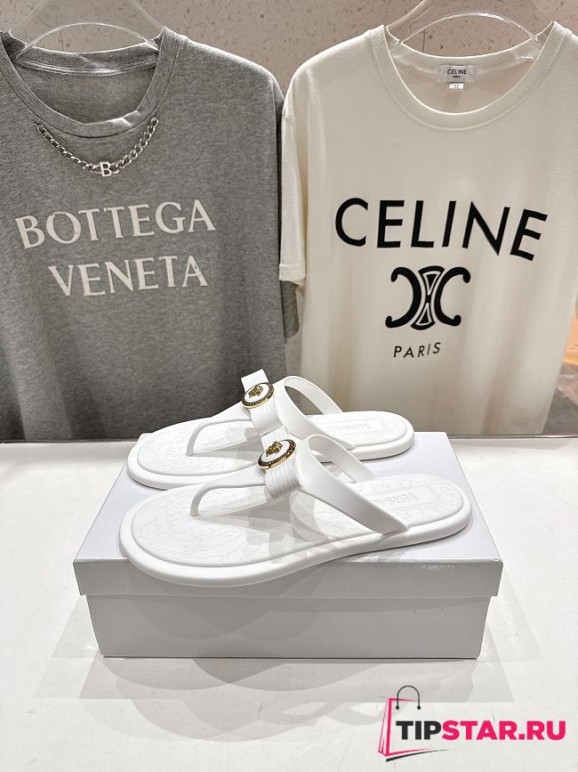 Versace Alia Rubber Flat Sandals In White 02 - 1