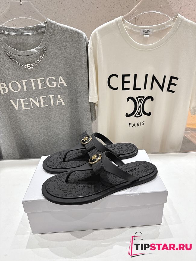Versace Alia Rubber Flat Sandals In Black 02 - 1
