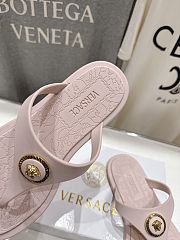 Versace Alia Rubber Flat Sandals In Pink - 6