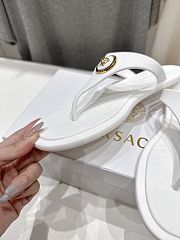 Versace Alia Rubber Flat Sandals In White - 6