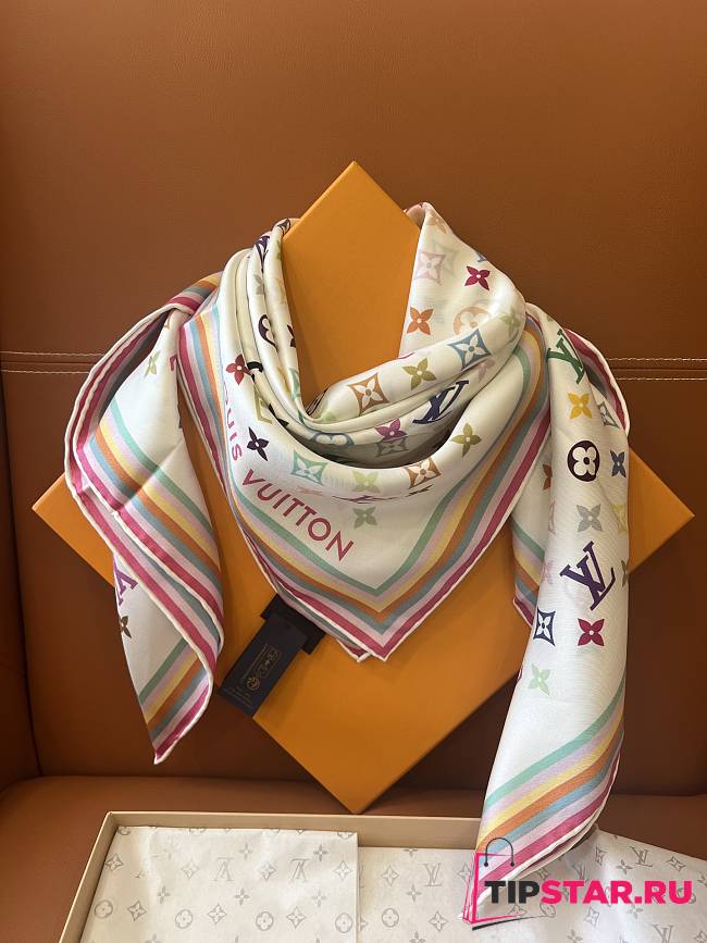 LVxTM Monogram Multicolor scarf in white - 1