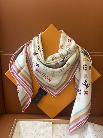 LVxTM Monogram Multicolor scarf in white