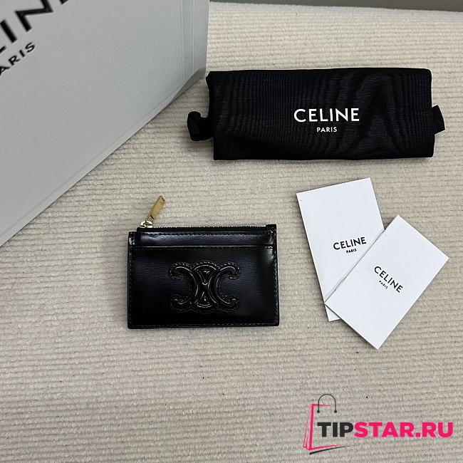 CELINE CUIR TRIOMPHE ZIPPER CARDHOLDER IN SHINY CALFSKIN 01 - 1