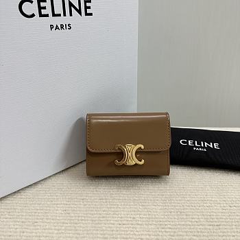 Celine Small Wallet Triomphe In Shiny calfskin 08
