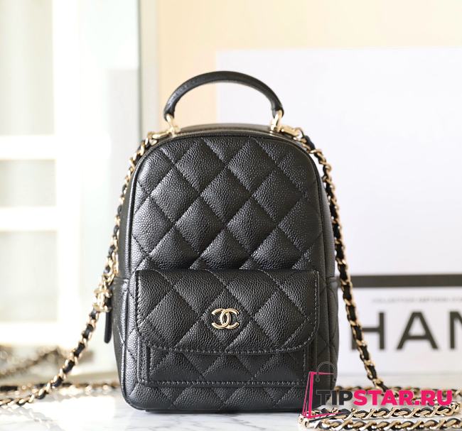 Chanel CC Mini Classic Backpack Carviar Gold Hardware In Black - 1