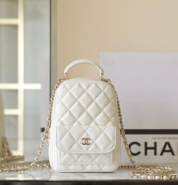 Chanel CC Mini Classic Backpack Carviar In White