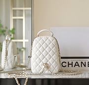 Chanel CC Mini Classic Backpack Carviar In White - 3