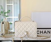Chanel Top Handle Bag In White Size 18x14x3 cm - 3