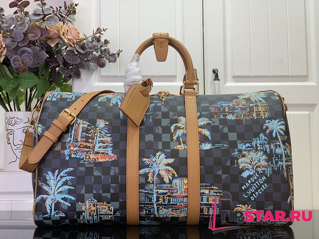 Louis Vuitton Keepall Bandoulière 50 Damier Marina Blue - 1