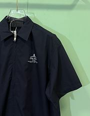 Prada printed zipper short-sleeved shirt black - 6
