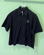 Prada printed zipper short-sleeved shirt black - 5
