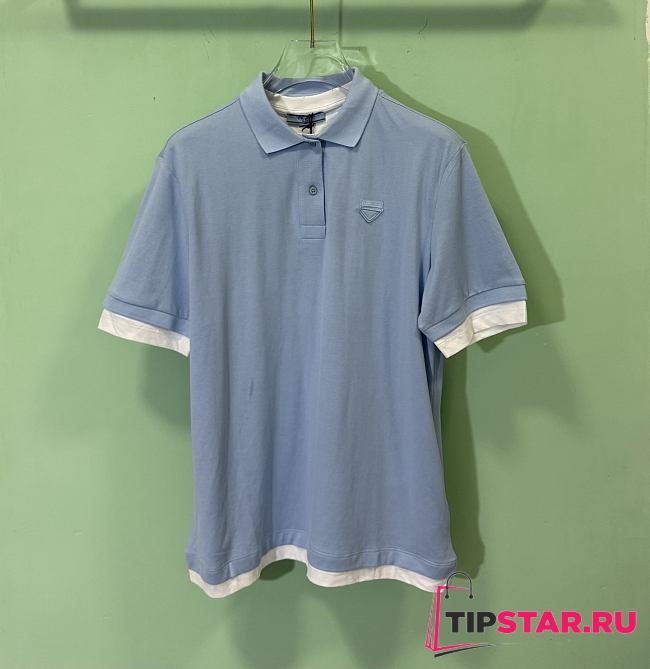 Prada Two-Piece Short-Sleeved POLO Shirt In Blue - 1