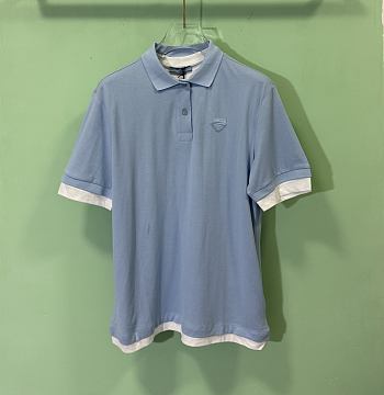 Prada Two-Piece Short-Sleeved POLO Shirt In Blue