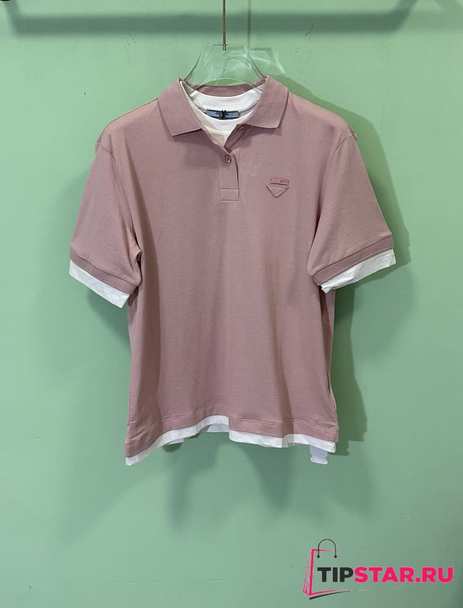 Prada Two-Piece Short-Sleeved POLO Shirt In Pink - 1