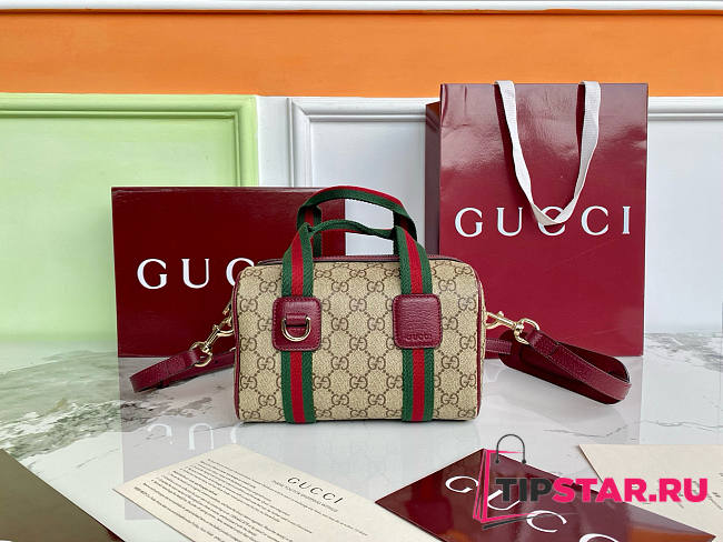 Gucci Mini GG handbag Burgundy and dark brown soft - 1