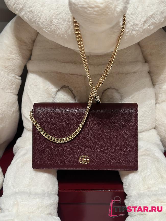 Gucci GG Marmont wallet on chain Rosso Ancora red and pink leather - 1