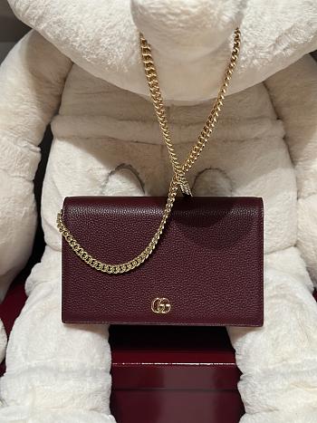 Gucci GG Marmont wallet on chain Rosso Ancora red and pink leather