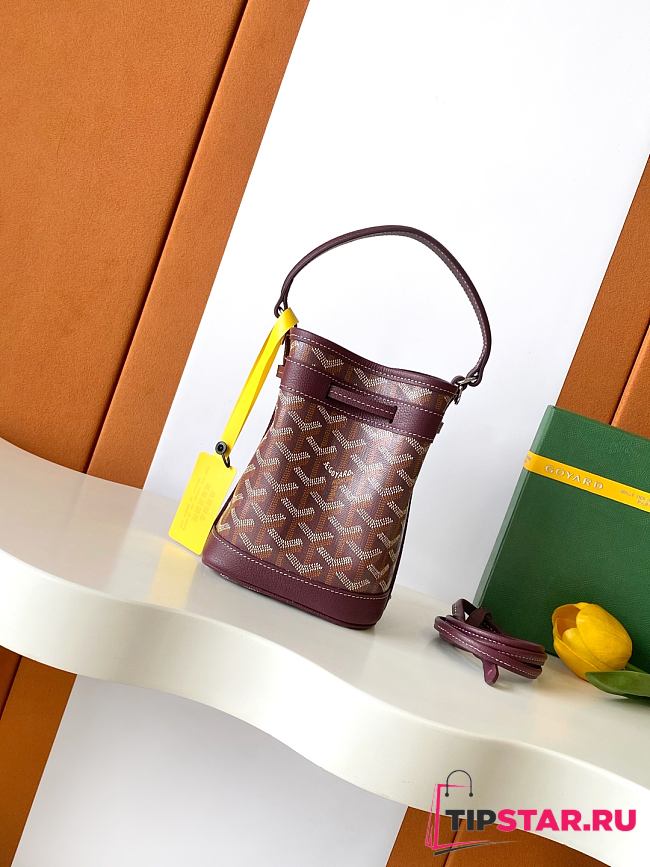 Goyard Petit Flot Mini – Bucket Bag Chevron Canvas In Burgundy - 1